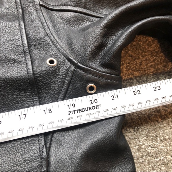 Y2K REDLINE LEATHER JACKET BLACK SIZE MEDIUM - Picture 10 of 11